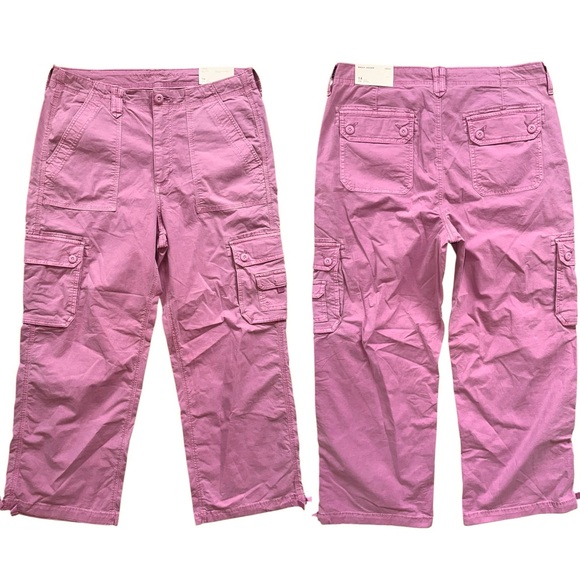 NEW American Eagle Pink Wide Leg Baggy Jogger High Rise Cargo Pants 14 SHORT - Picture 1 of 10